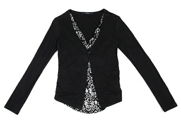 LIMI feu Velour Drape Layer Blouse Black Size S