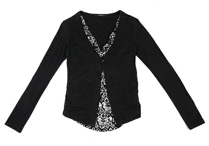 LIMI feu Velour Drape Layer Blouse Black Size S