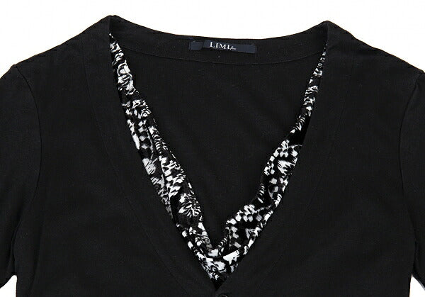 LIMI feu Velour Drape Layer Blouse Black Size S