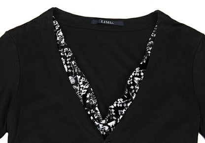 LIMI feu Velour Drape Layer Blouse Black Size S