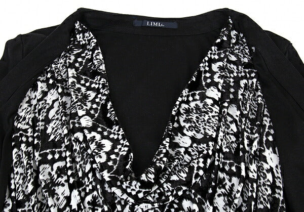 LIMI feu Velour Drape Layer Blouse Black Size S