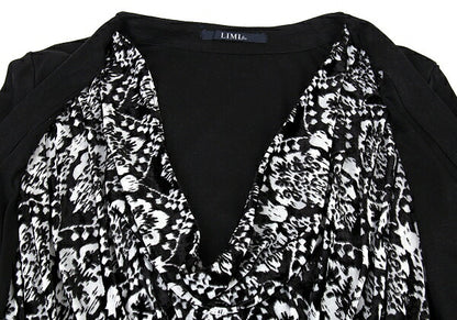 LIMI feu Velour Drape Layer Blouse Black Size S
