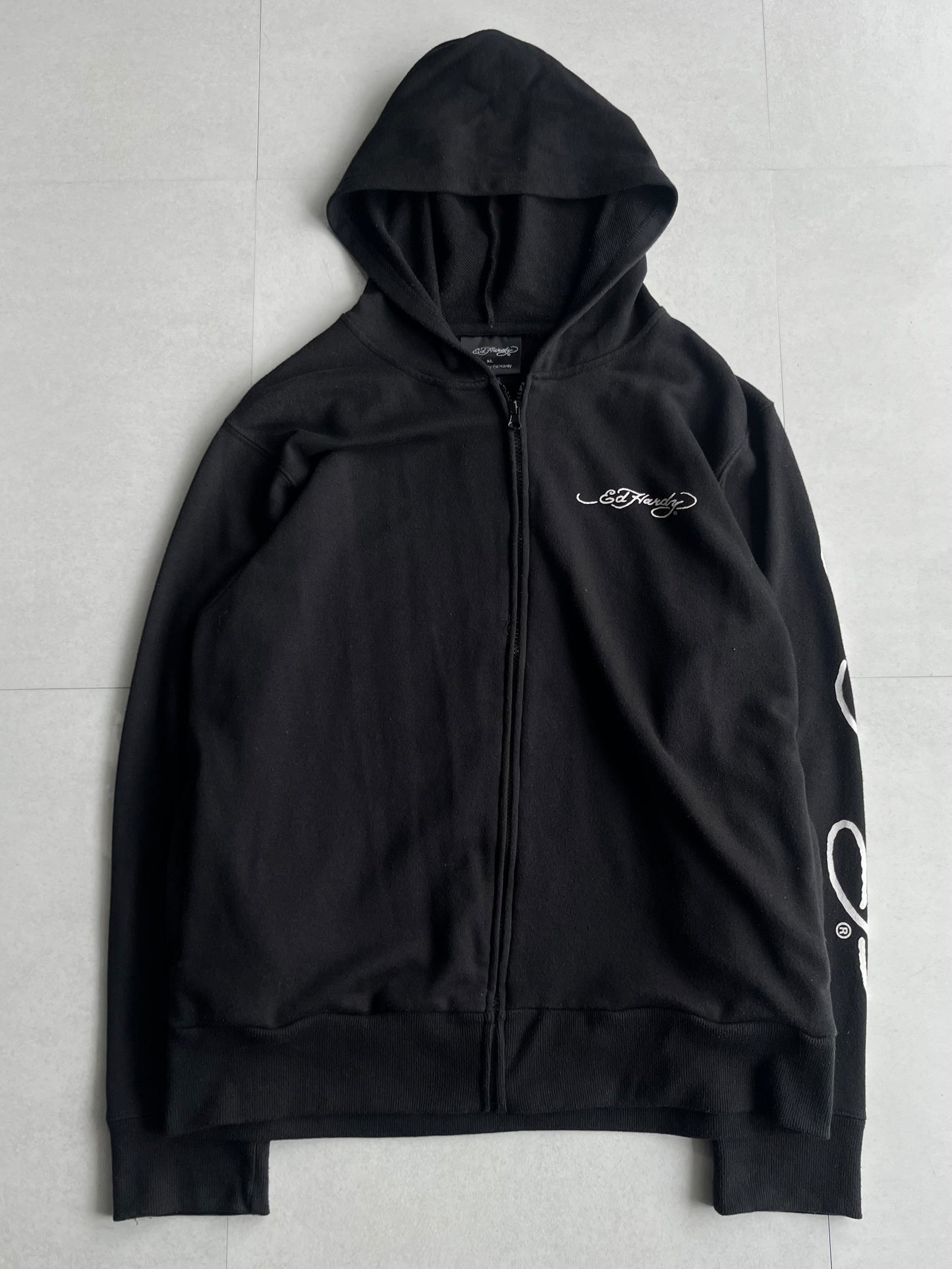 Ed Hardy Black Skull Zip Hoodie Size XL