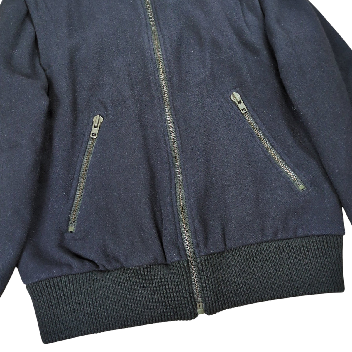 Maison Margiela Dark Navy Wool Full Zip Jacket Size 44