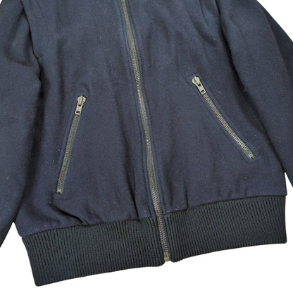 Maison Margiela Dark Navy Wool Full Zip Jacket Size 44