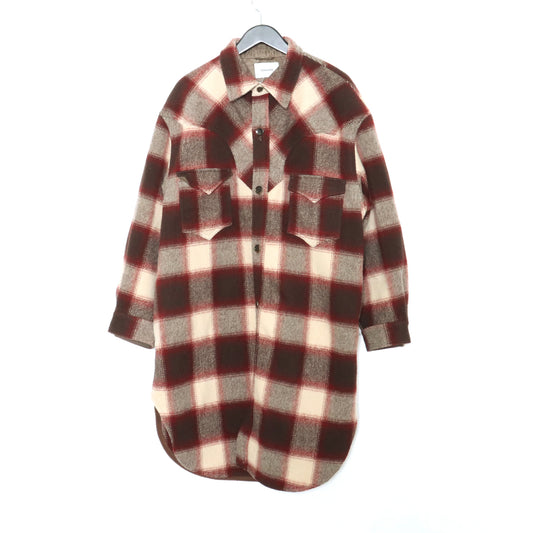 IROQUOIS Mule Flannel Check Coat Brown Size 2