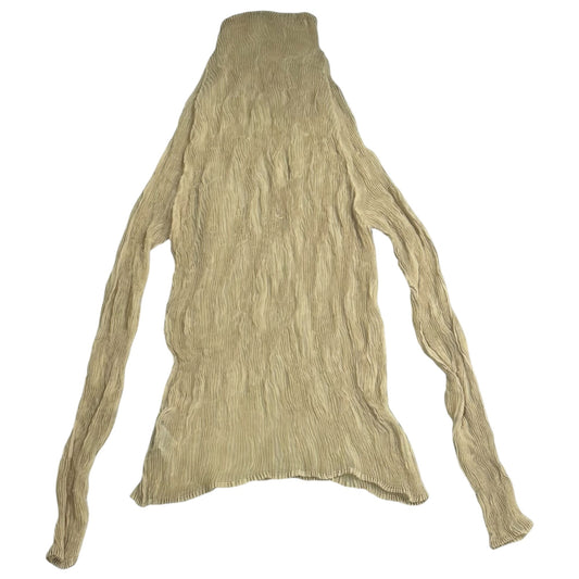 ISSEY MIYAKE 21SS Pleated Long-Sleeve Blouse Beige Size 2