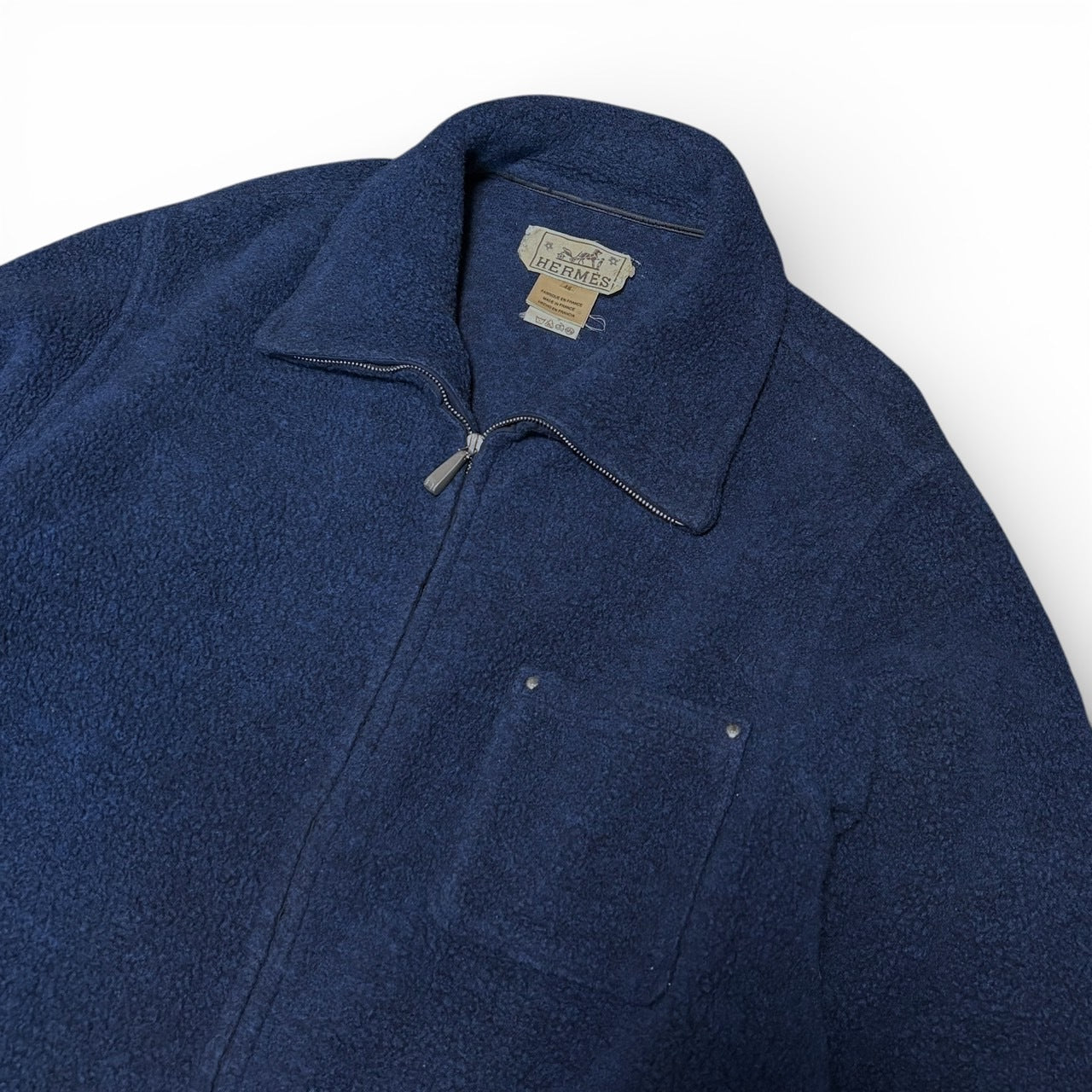 Vintage 90's HERMES Blue Zip Fleece Jacket Size 48