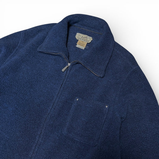 Vintage 90's HERMES Blue Zip Fleece Jacket Size 48