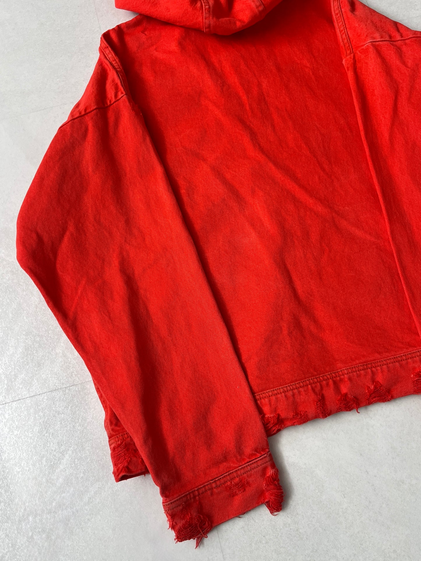 424 Red Damaged Zip Hoodie Size L