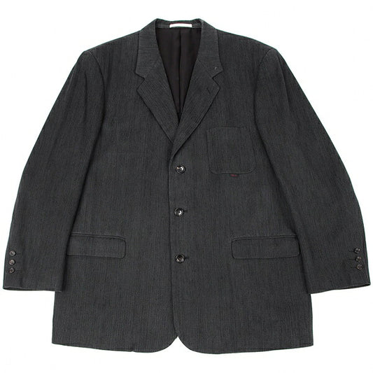 Papas Cotton Herringbone 3-Button Jacket Charcoal Size L48