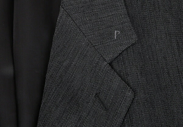 Papas Cotton Herringbone 3-Button Jacket Charcoal Size L48
