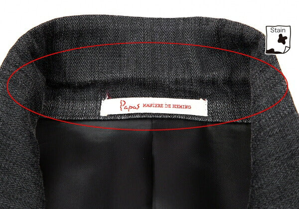 Papas Cotton Herringbone 3-Button Jacket Charcoal Size L48