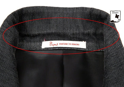 Papas Cotton Herringbone 3-Button Jacket Charcoal Size L48