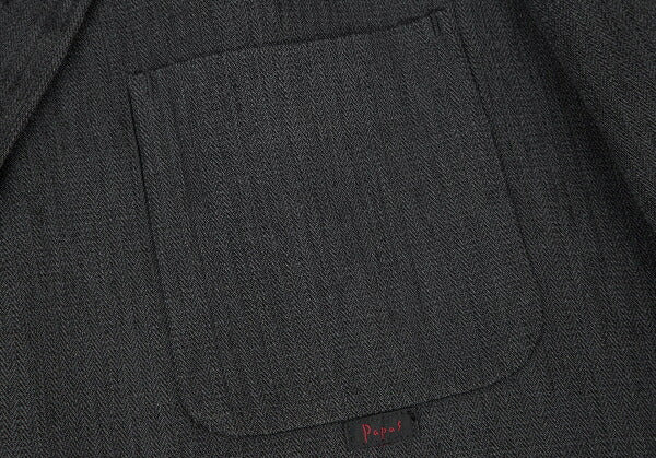 Papas Cotton Herringbone 3-Button Jacket Charcoal Size L48