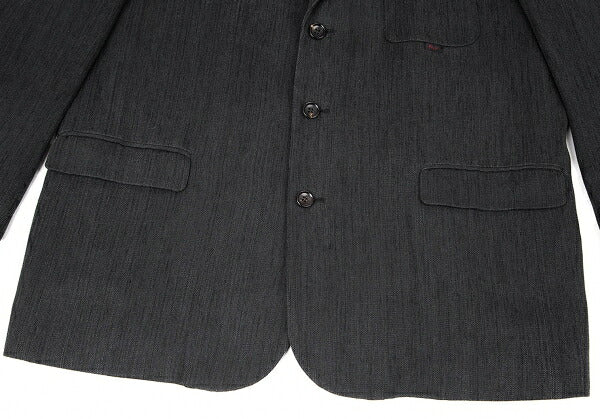 Papas Cotton Herringbone 3-Button Jacket Charcoal Size L48