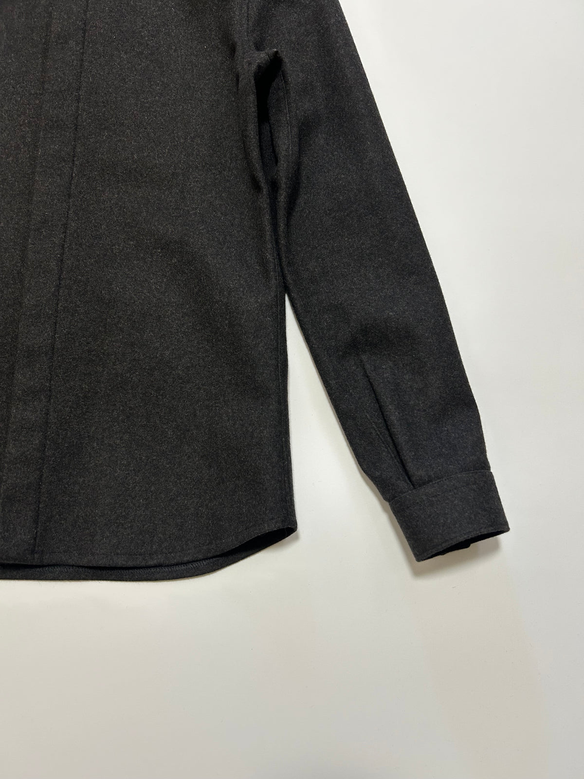 NEIL BARRETT 2000s Minimal Wool Shirt Dark Gray Size XS