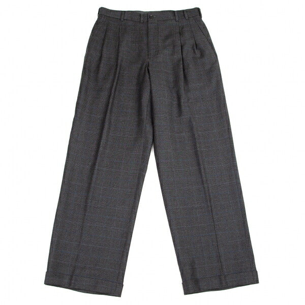 Papas GUABELLO Wool Glen Plaid Pants Gray Blue Size M