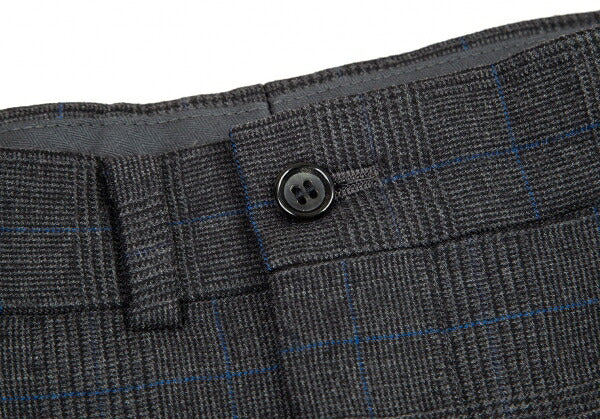 Papas GUABELLO Wool Glen Plaid Pants Gray Blue Size M