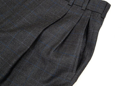 Papas GUABELLO Wool Glen Plaid Pants Gray Blue Size M