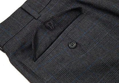 Papas GUABELLO Wool Glen Plaid Pants Gray Blue Size M