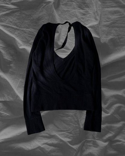 BURBERRY BLUE LABEL 00s Wool Cashmere Backless Knit Black