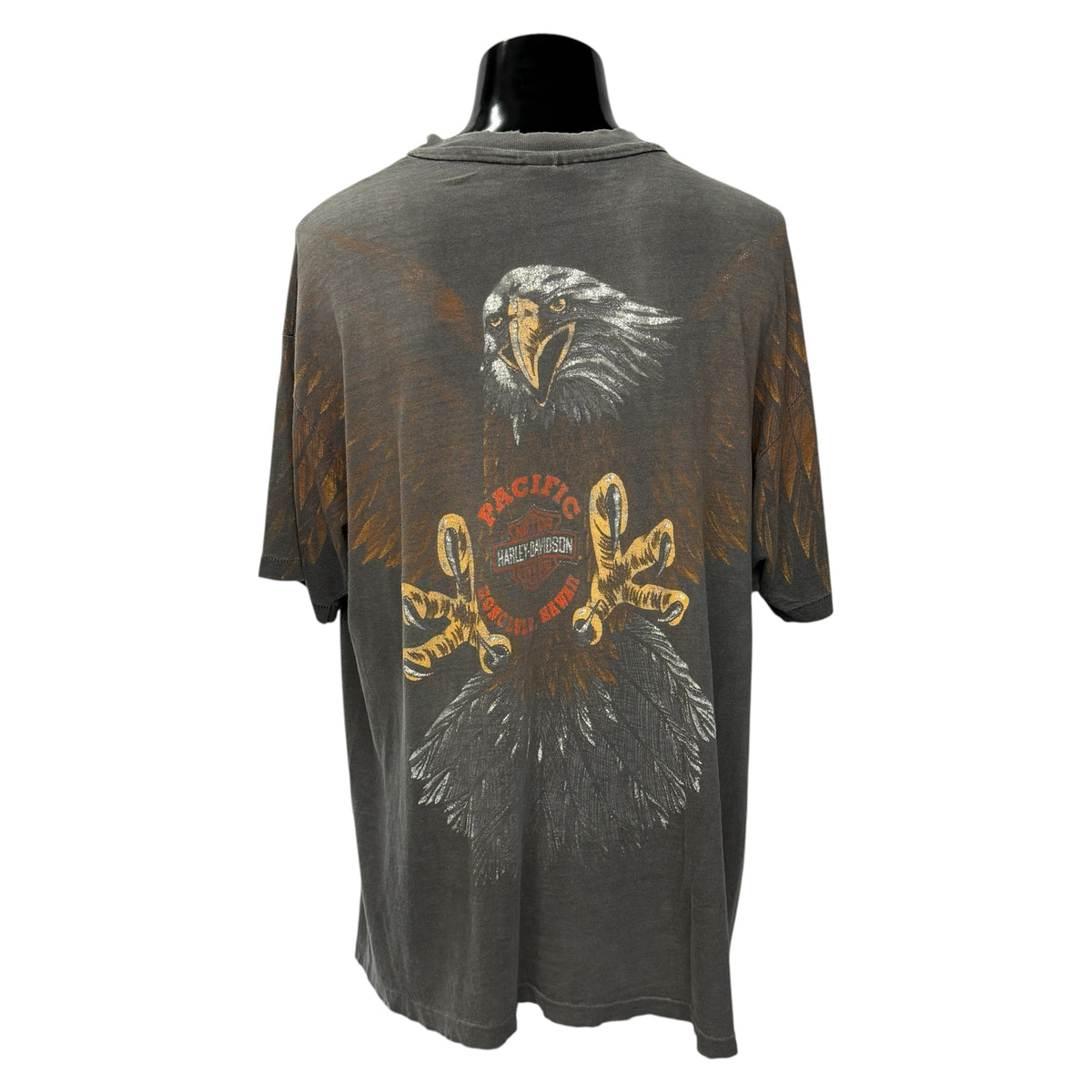HARLEY-DAVIDSON 80s 3D Eagle All Over Print T-Shirt Size XL
