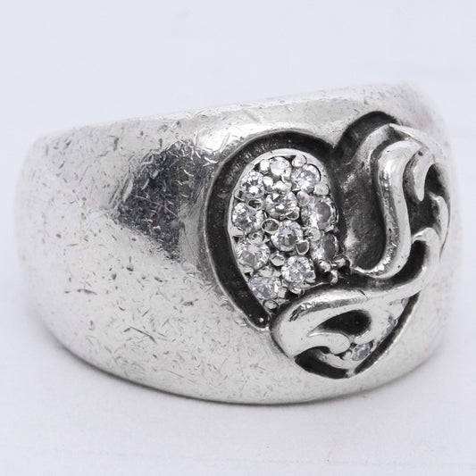CHROME HEARTS Heart In Band Pave Diamond Ring Size JP 7