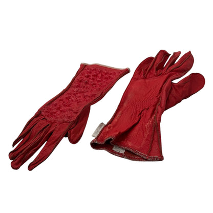 20471120 97SS "IBO" Rubber Coated Leather Gloves Red