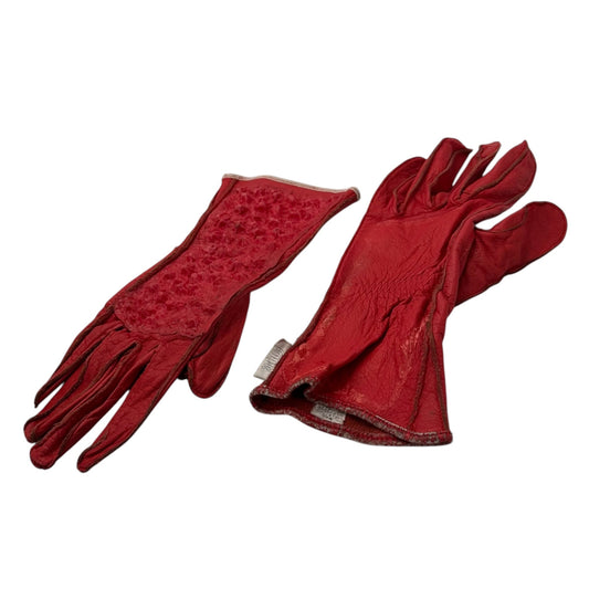 20471120 97SS "IBO" Rubber Coated Leather Gloves Red