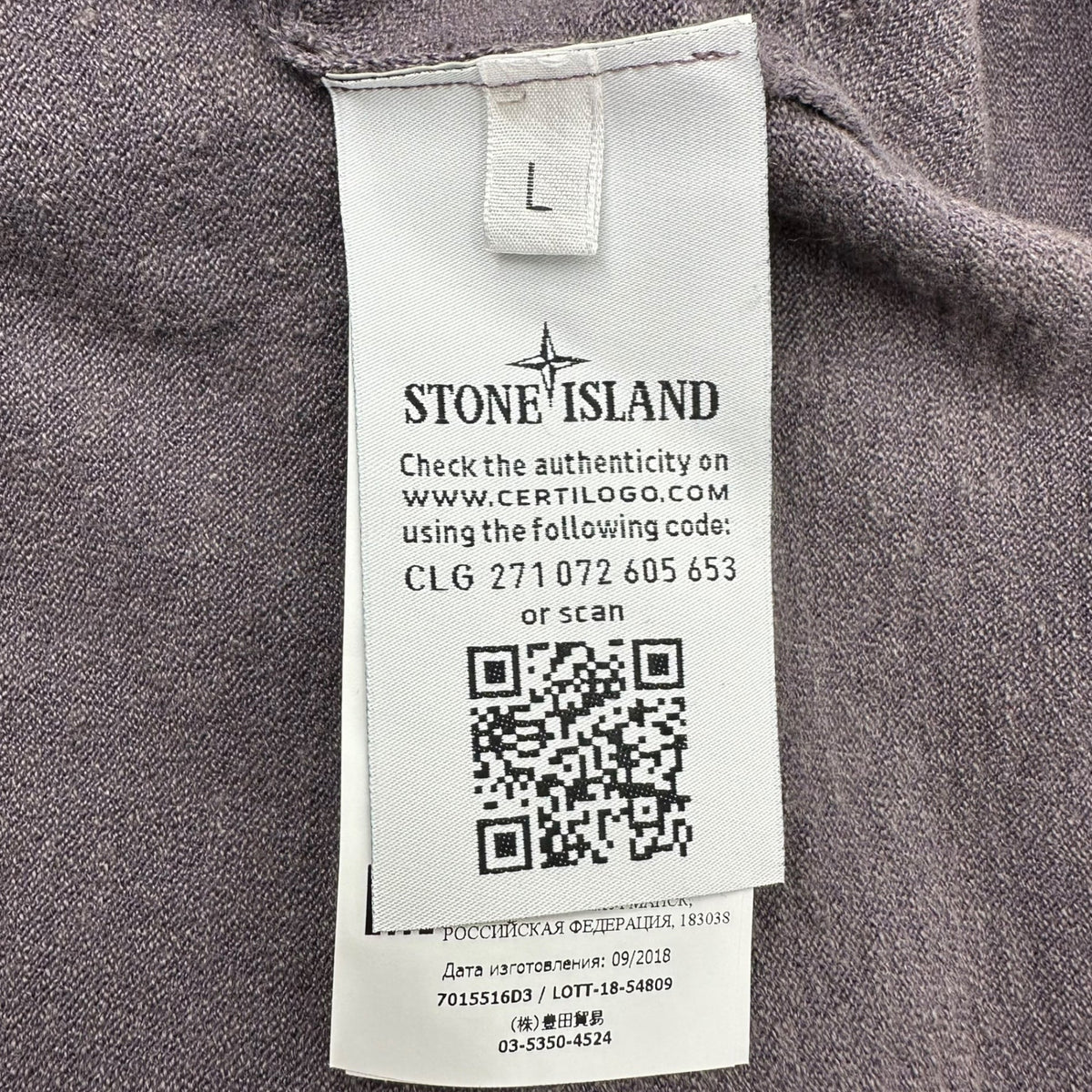 STONE ISLAND 19SS Linen Sleeve Line Crew Knit T-Shirt Size L