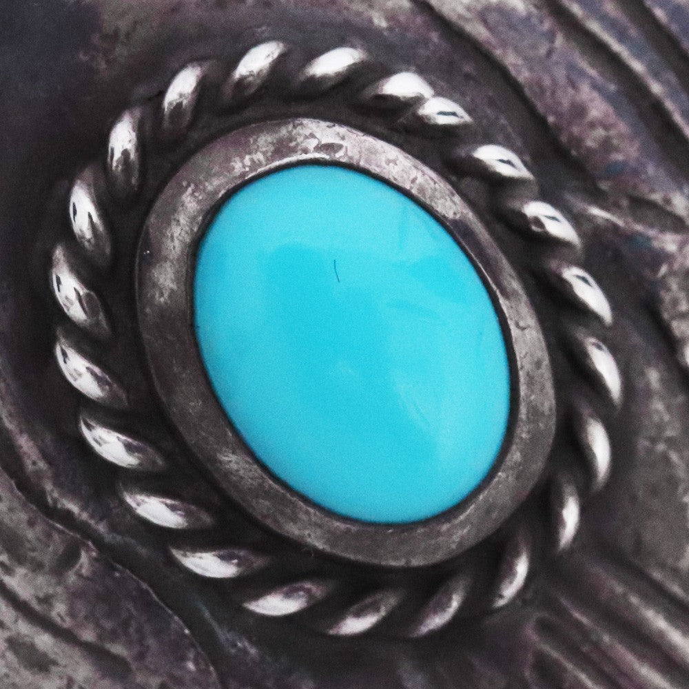 GORO'S Silver Rope Turquoise Spoon Necklace Size F