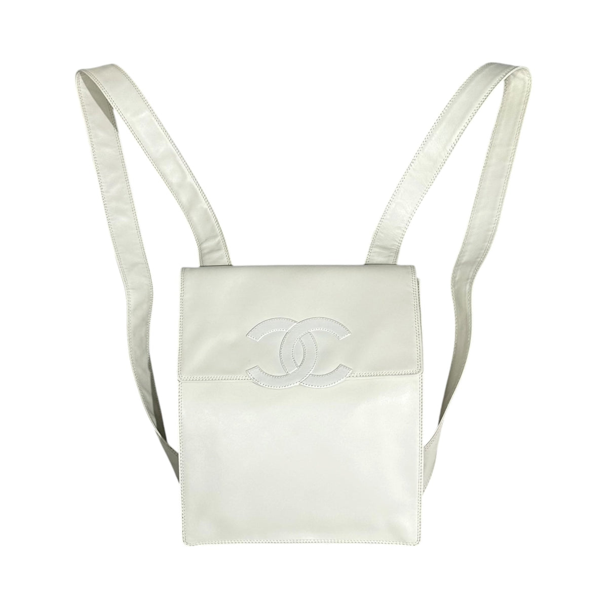 CHANEL 2000s CC Logo Backpack White