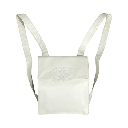 CHANEL 2000s CC Logo Backpack White