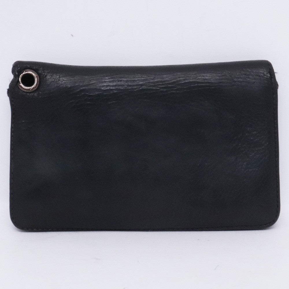 CHROME HEARTS 1ZIP Heart Leather Wallet Black Size F