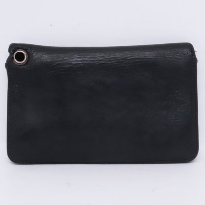 CHROME HEARTS 1ZIP Heart Leather Wallet Black Size F
