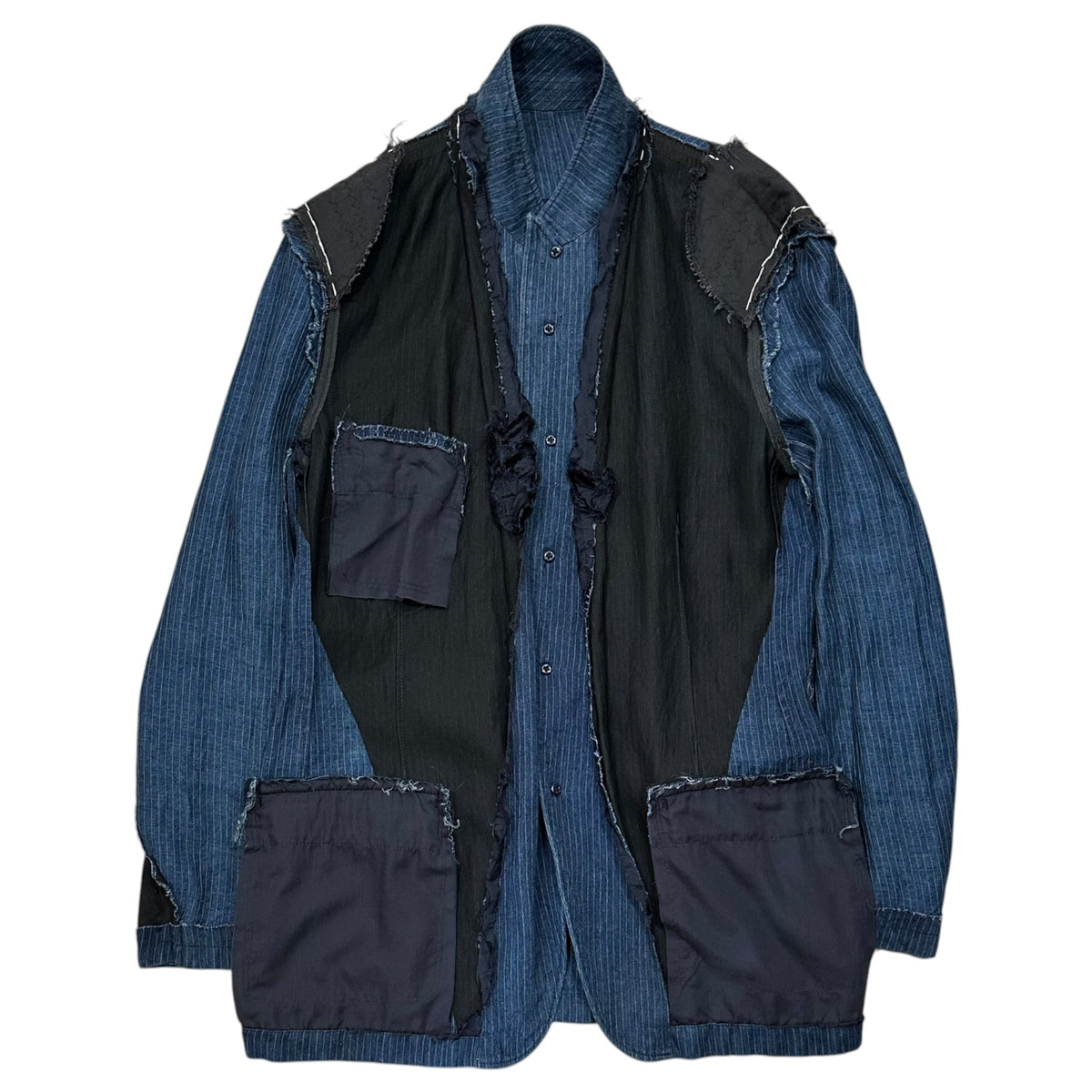 YOHJI YAMAMOTO POUR HOMME Indigo Striped Jacket Size 3