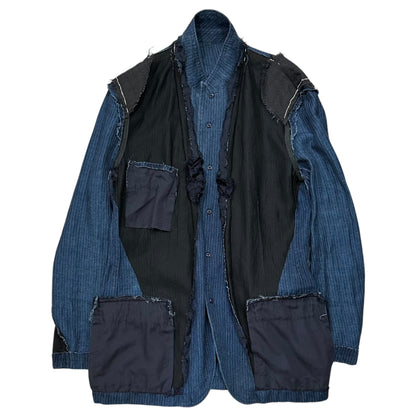 YOHJI YAMAMOTO POUR HOMME Indigo Striped Jacket Size 3