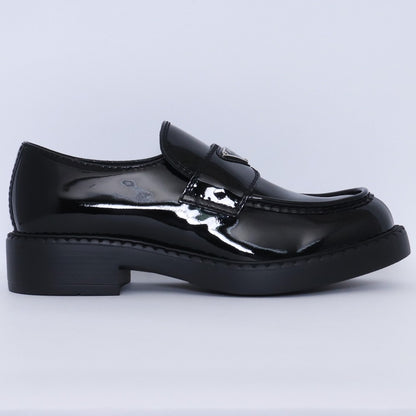 Prada Chocolate Brushed Leather Loafers Black Triangle Logo