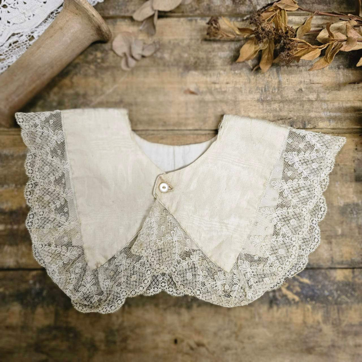 Euro antique 10s Lace Collar Beige Size FREE