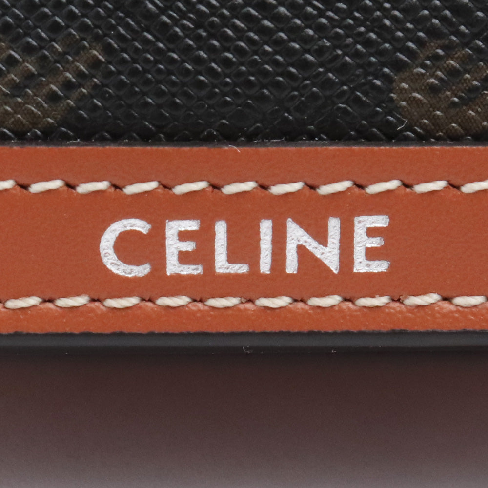CELINE Vertical Triomphe Canvas Calfskin Bag Brown Size F