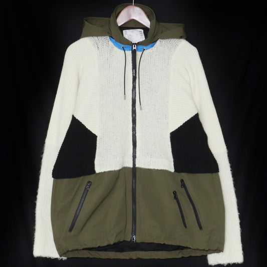 SACAI 21AW Wool Knit Alpaca Blend Docking Jacket Size 1