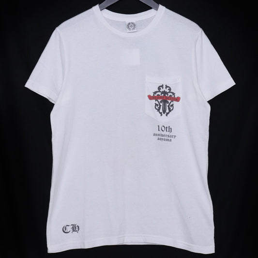 CHROME HEARTS OLD Aoyama 10th Anniv T-Shirt White Size S