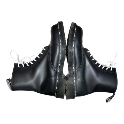 DR.MARTENS 1460 White Stitch 8 Eye Boots Black Size 27cm