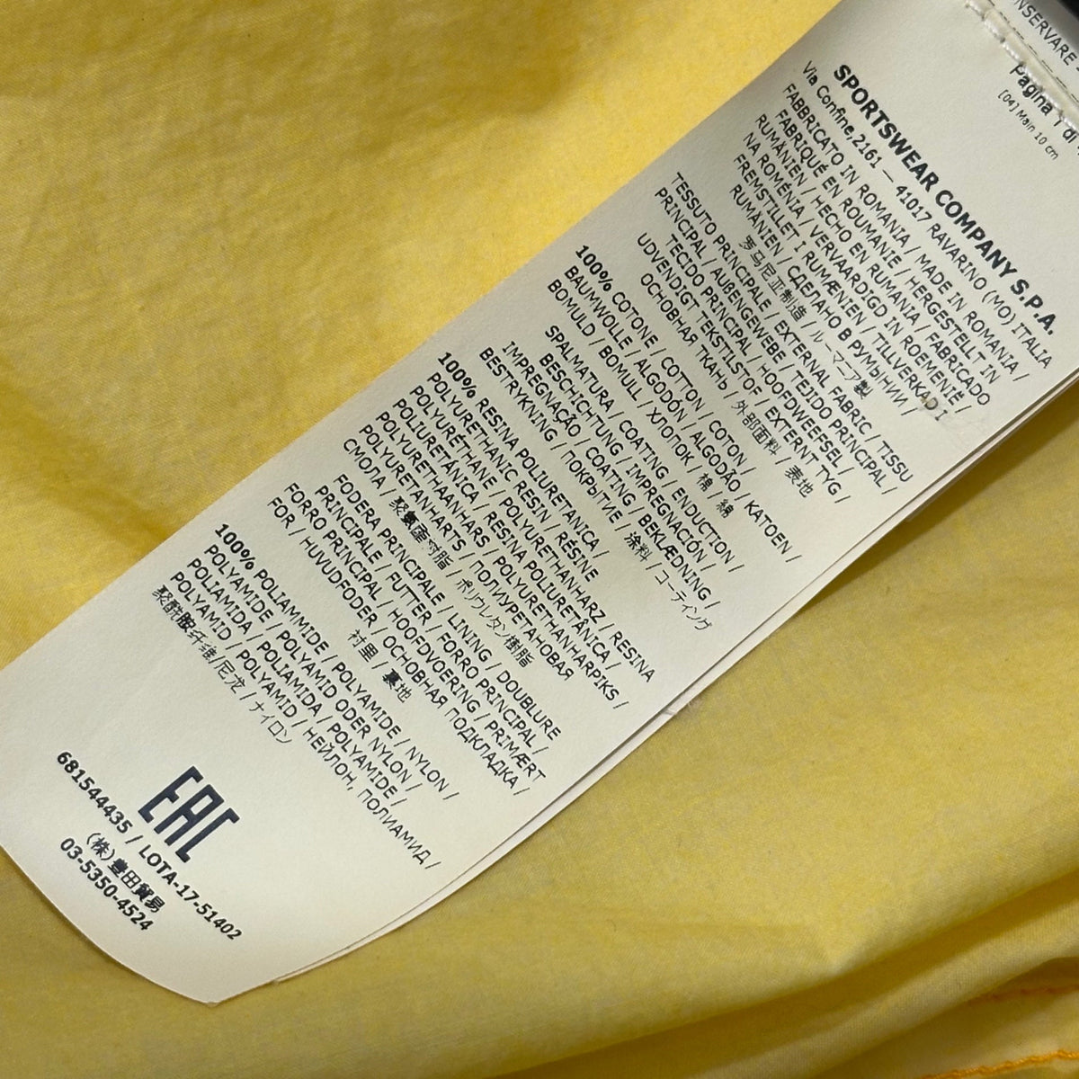 STONE ISLAND 18SS Resin Poplin Hooded Jacket Yellow Size XL
