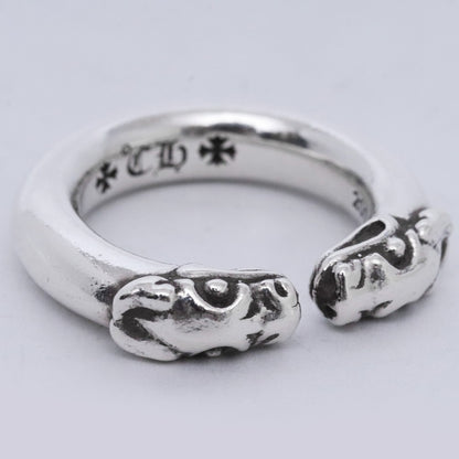 CHROME HEARTS Silver Double Dog Ring Size ONE SIZE