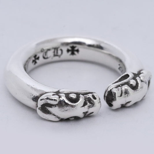 CHROME HEARTS Silver Double Dog Ring Size ONE SIZE