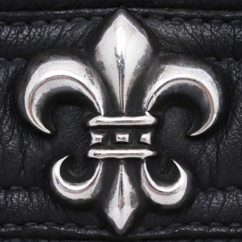 CHROME HEARTS BS Fleur Leather Messenger Bag Black Size F