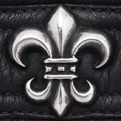 CHROME HEARTS BS Fleur Leather Messenger Bag Black Size F