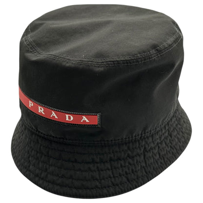 PRADA 00s Old Rubber Logo Bucket Hat Black/Red Size L